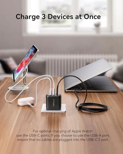 65W USB C Charger Block, MINLU GaN 3-Port Compact Fast PPS Wall Charger with 100W 2 in 1 USB-C to C/L Cable,Fast Charging for MacBook Pro/Air,iPad,iPhone 17 16 15 Series,Galaxy S25 UItra PS - 2Pack - color: Black-2