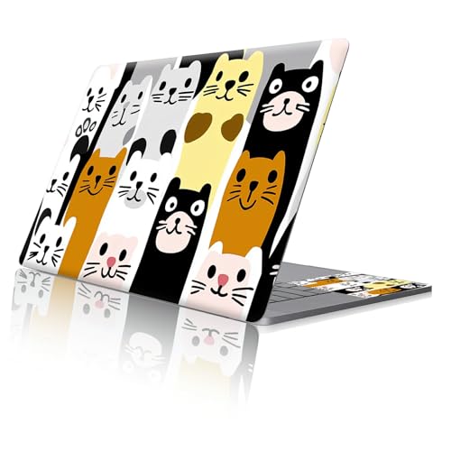 Reusable Universal Laptop Skin Sticker, Cut to Fit for 11.6–15.6 Inch Laptops, Waterproof Protective Film, No-Residue - Cats Pattern - color: Cats Pattern