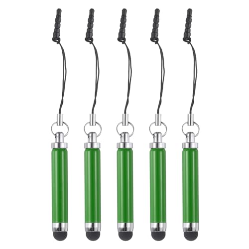 MECCANIXITY 5pcs Metallic Stylus Pen Retractable Aluminum Alloy Mini Capacitive Pens for Universal All Touch Screen Devices, Green - color: Green