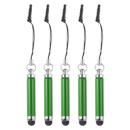 MECCANIXITY 5pcs Metallic Stylus Pen Retractable Aluminum Alloy Mini Capacitive Pens for Universal All Touch Screen Devices, Green - color: Green