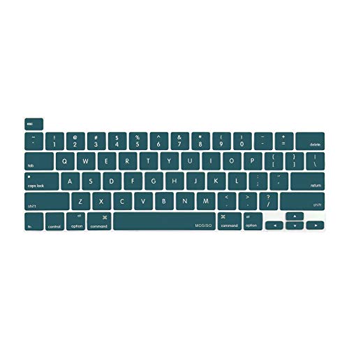 MOSISO Keyboard Cover Compatible with MacBook Pro 13 inch M2 2023, 2022, 2021 2020 M1 A2338 A2289 A2251&Compatible with MacBook Pro 16 2020 2019 A2141 Touch ID,Protective Silicone Skin, Deep Teal - color: Deep Teal