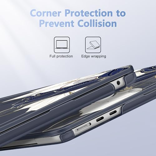 May Chen for MacBook Air 15 inch Case M5 M4 M3 M2 2026 2024-2023, Model A3448 A3241 A3114 A2941, Closes Seamlessly Hard Shell Laptop Cover with Keyboard Cover, Elegant Flower - color: Elegant flower