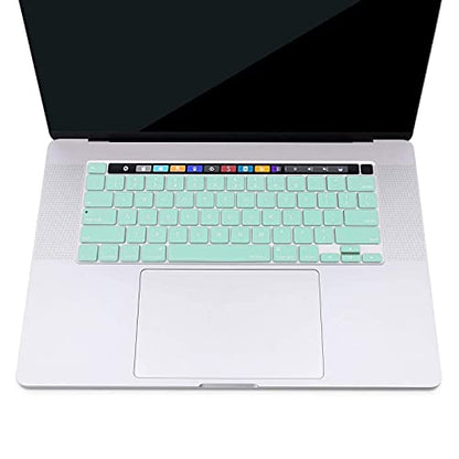 MOSISO Keyboard Cover Compatible with MacBook Pro 13 inch M2 2023, 2022, 2021 2020 M1 A2338 A2289 A2251&Compatible with MacBook Pro 16 2020 2019 A2141 Touch ID,Protective Silicone Skin, Mint Green - color: Mint Green