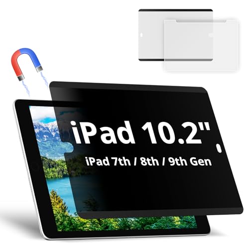 Magnetic Privacy Screen Protector Compatible with iPad 9th 8th 7th Gen 10.2 inch & iPad Air 3th & iPad Pro 10.5 In, Anti Glare Blue Light Filter, Bubble-Free Shield, Fingerprint-Proof Guard, Reusable Anti-Scratch Film, Anti-Spy Cover - size: iPad 10.2 Inc