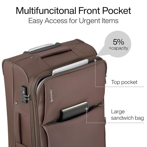 Hanke Softside Expandable 20 Inch Carry On Luggage with Wheels Airline Approved, TSA Luggage Lightweight Rolling Suitcases for Travel Carry On Bag(Coffee) - color: Coffee, size: 20 Inch Carry on
