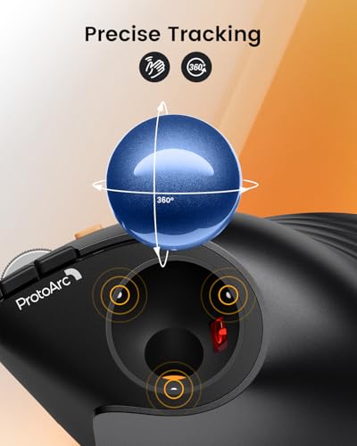 ProtoArc EM05 NL Wireless Vertical Trackball Mouse, 5 DPI Levels, Blue | 62° Vertical Design Supports a Natural Wrist Posture, Connect 3 Devices Via Bluetooth/2.4G USB-A, 500mAh Rechargeable Battery - color: Blue