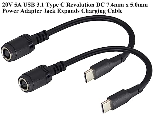 USB Type C Male External to DC 7.4mmx5.0mm Female Internal Connector Quick 5A Charging Power Supply Suitable for Mobile Phones,Tablets,laptops Power Sockets(17cm/6.7inch-2Pack)