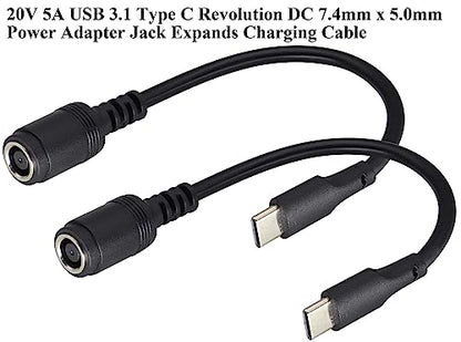 USB Type C Male External to DC 7.4mmx5.0mm Female Internal Connector Quick 5A Charging Power Supply Suitable for Mobile Phones,Tablets,laptops Power Sockets(17cm/6.7inch-2Pack)