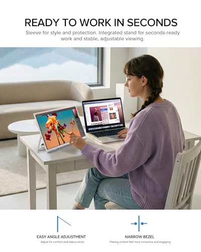 UPERFECT Portable Monitor 15.6", 125% sRGB 1080P Laptop Monitor (White) | Ultra-Slim Display, USB-C & MINI HDMI, 350 Nits, VESA & Case, Travel Small Second Screen for Computer, Mini PC, Game Consoles - size: 15.6 Inches