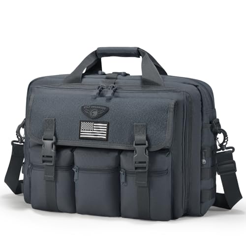 Stypos Tactical Messenger Bag, 15.6/17.3 Inch Tactical Briefcase for Man Military Laptop Bag Messenger Shoulder Bag - color: Grey
