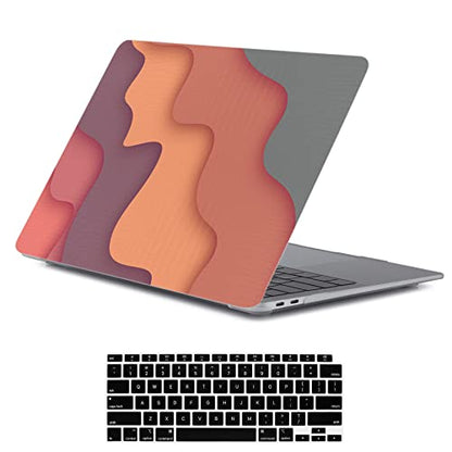 LanBaiLan Compatible for New MacBook Air 13 inch 2020 2019 2018 Release A2337 M1 A2179 A1932 Retina Display with Touch ID Plastic Crocodile Leather Texture Protective Case & Keyboard Cover, Colorful - color: Colorful