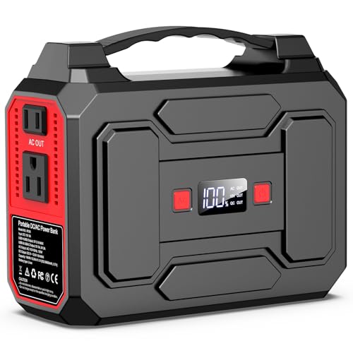 Portable Power Station, 146Wh 100W Solar Powered Power Bank with AC Outlet | Solar Generator Portable Charger Power Bank Battery Pack 110V for Home Outdoor Camping Emergency (Solar Panel NOT Included) - color: Red