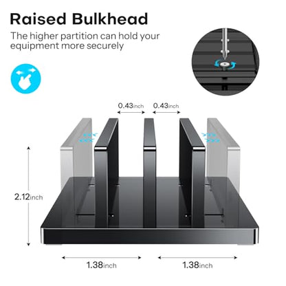 OMOTON Vertical Laptop Stand, Black Acrylic Dual Holder for MacBook Gaming | Adjustable Width 0.43-1.38", Black Acrylic Dual Slot Stand for Desk, Compatible with MacBook Pro/Air HP Gaming up to 17" - size: Dual-Black