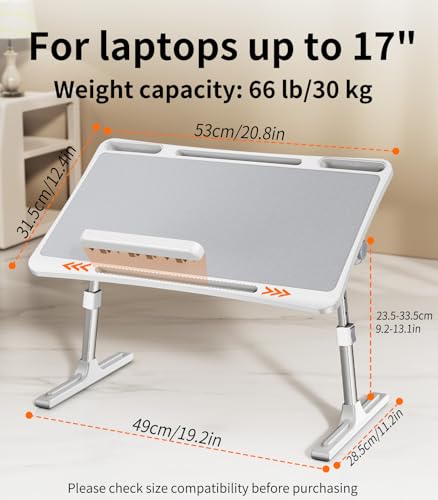 Laptop Desk for Bed,Adjustable Height Lap Desks Bed Tray,Portable Folding Couch Table with Bookstand,Car Rear Seat Sofa Floor Laptop Tray Stand for Adults Kids Eating Breakfast,Writing,Reading - size: Standard