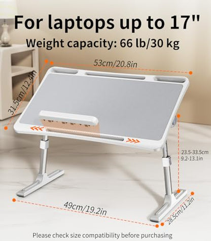 Laptop Desk for Bed,Adjustable Height Lap Desks Bed Tray,Portable Folding Couch Table with Bookstand,Car Rear Seat Sofa Floor Laptop Tray Stand for Adults Kids Eating Breakfast,Writing,Reading - size: Standard