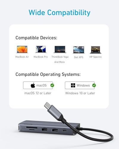 Anker USB-C Hub, 10-in-1 USB-C Hub, Dual-Display with 4K HDMI and 1080p VGA | 85W Max PD, 1 5Gbps USB-C and 3 5Gbps USB-A Data Ports, SD/TF Card Reader, 1 Gbps Ethernet, for Dell XPS, Vostro and More - style: 10-in-1【1 HDMI+1 VGA】
