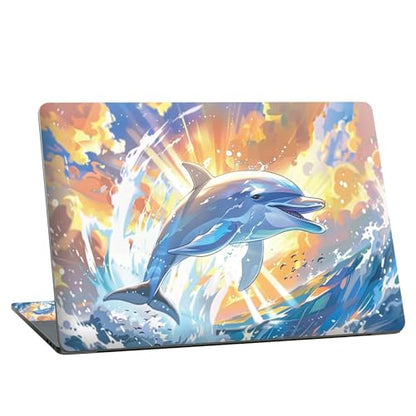 Universal Laptop Skin Sticker with 2 Wrist Pad Skins, Waterproof Scratch Resistant Vinyl Laptop Cover Decal, Cut to Fit for 11–15.6 Inch MacBook HP Dell Lenovo, Dolphin - color: Dolphin