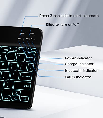 XIWMIX Ultra-Slim Wireless Bluetooth Keyboard - 7 Colors Backlit Universal Rechargeable Keyboard Compatible with iPad Pro/iPad Air/iPad 9.7/iPad 10.2/iPad mini and Other iOS Android Windows Devices - color: Black