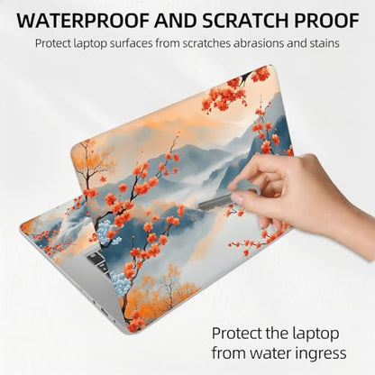 Japanese Zen Landscape Cherry Blossoms Universal Laptop Skin Sticker 3PCS,Protective Decal Trim-to-Fit 11.6" 13.3" 14" 15.6" Laptop Vinyl Cover,Removable Anti-Scratch Computer Decal Protector - color: Japanese Zen Landscape Cherry Blossoms