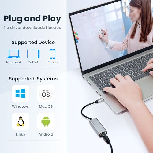 USB C to ethernet Adapter,Ethernet to USB c,TypeC to RJ45 Ethernet Adapter 1Gbps Gigabit Ethernet Compatibility for Mac,MacBook Pro/Air,Dell XPS,Chromebook,Surface - style: TYPEC TO RJ45