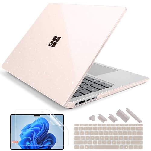 Batianda Glitter Case for Surface Laptop 13.8 Inch 2024-2026, Starlight | Fits Surface Laptop 7th/8th for Business, Subtle Glitter Mist Finish, 1.2mm Lightweight Ultra-Slim Hard Shell 4-in-1 Bundle - color: Starlight