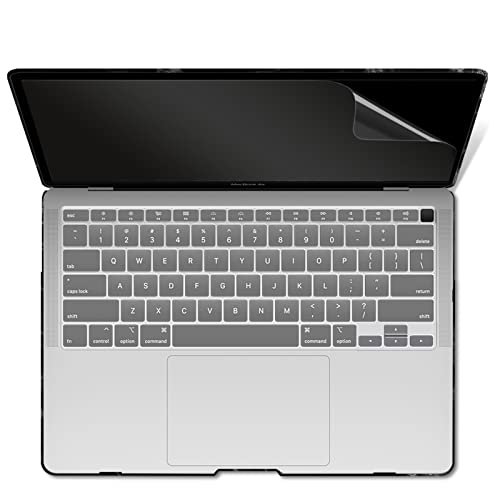 IBENZER Compatible with New MacBook Air 13 inch case 2022 2021 2020 M1 A2337 A2179 A1932, Hard Shell Case&Keyboard Cover&Screen Film for Mac Air 13 with Touch ID (2018-2022), Black Marble, AT13-BKMB+2 - color: Black Marble