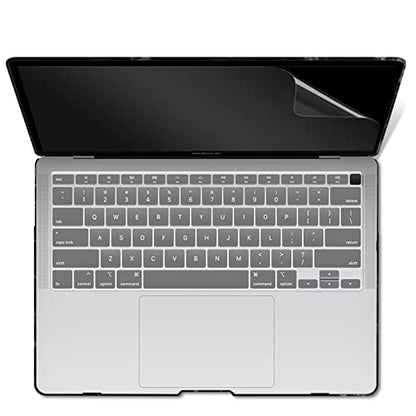 IBENZER Compatible with New MacBook Air 13 inch case 2022 2021 2020 M1 A2337 A2179 A1932, Hard Shell Case&Keyboard Cover&Screen Film for Mac Air 13 with Touch ID (2018-2022), Black Marble, AT13-BKMB+2 - color: Black Marble