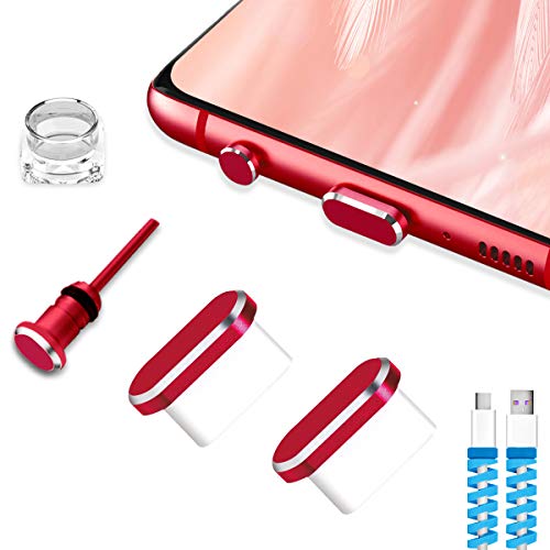 USB C Dust Plugs Charging Port Cover Caps, 2 PCS (Red) | Cable Protectors Included, Compatible with iPhone 17 16 15 Pro Max - color: Red