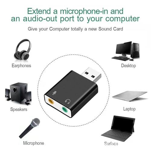 USB Sound Card Adapter USB 3.5mm Sound Card Adapter | Plug And Play USB Card Equipment, Sound Card Accessories for Laptops Desktops