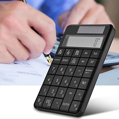 2.4G USB Numeric Keypad, 2 in 1 Mini Portable Numpad with LCD Display and USB Receiver and Calculator Function, Support Solar Power and 2 AAA Batteries