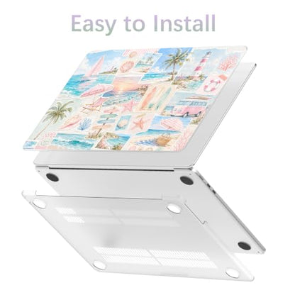 Compatible with MacBook Air 13 inch Case M5-M2 Cute Beach Collage | M5 M4 M3 M2 2026-2022 A3449 A3240 A3113 A2681 Release | Protective Hard Shell Matte Cover for MacBook Air 13.6 inch - color: Beach L, size: MacBook Air 13.6 inch M5 M4 M3 M2