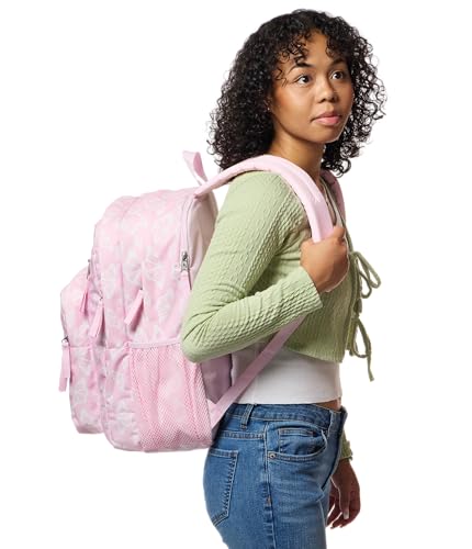 JanSport Laptop Backpack - Computer Bag with 2 Compartments, Ergonomic Shoulder Straps, 15” Laptop Sleeve, Haul Handle - Flutter By - color: Flutter By Pink Ice