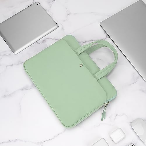 14 Inch Laptop Sleeve Case Carrying Padded Bag with Handle, Green | Compatible with 14 Inch Macbook Pro M1 M2 M3 M4 M5 Laptop Computer, Slim Lightweight Protective Computer Portable Bag - color: Green, size: 14 Inch