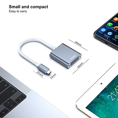 BENFEI USB C to DVI Adapter, Type-C to DVI Adapter [Thunderbolt 3/4 Compatible] with iPhone 15 Pro/Max, MacBook Pro/Air 2023, iPad Pro, iMac, S23, XPS 17, Surface Book 3 and More - Grey