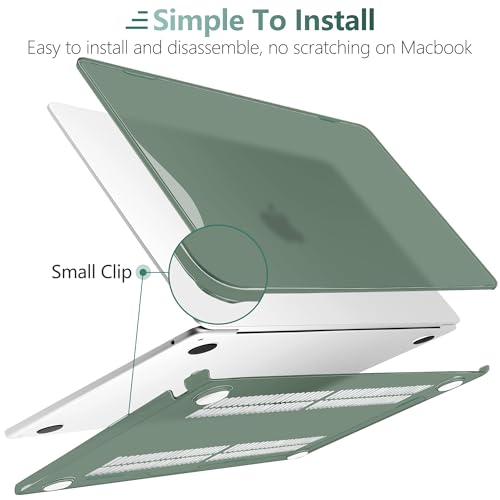 MEEgoodo for MacBook Air M5/M4/M3/M2 13 inch Case 2026-2022, Fit Model A3449/A3240/A3113/A2681, Glossy Case for MacBook Air 13.6 inch with TPU Keyboard & Webcam Cover & OTG Adapter, Midnight Green - color: Midnight Green