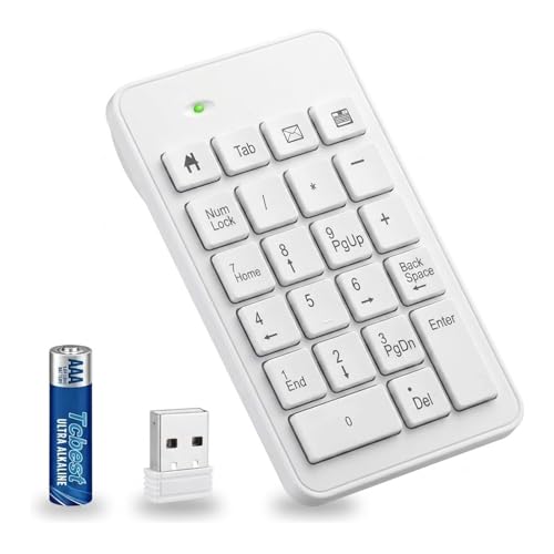 Wireless Number Pad with Battery, Enhanced Efficiency with 23 Keys Numeric Keypad Upgraded Version of 10 key USB Keyboard Financial Accounting Numpad for Laptop, PC, Notebook, Desktop,Surface Pro - style: 2.4GWirelessWhite