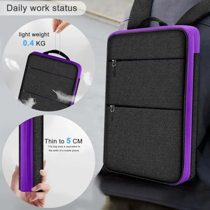 Travel Laptop Backpack with Small Case for 15-16 inch Notebooks, Slim & Expandable Computer Bag for College Business Commute for Men and Women,Black-Purple - color: Black-purple