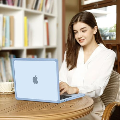 MOSISO Compatible with MacBook Air 13 inch Case M5 2026 M4 M3 M2 2025-2022 | A3449 A3240 A3113 A2681, 3 in 1 Kit Crack-Resistant Heavy Duty Protective Hard Shell Case Cover with TPU Bumper, Sky Blue - color: Sky Blue