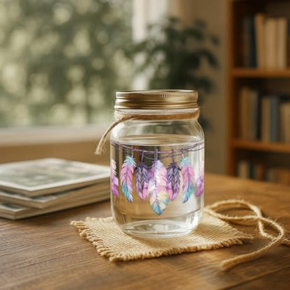 Bohemian Feathers UV DTF Cup Wraps, 10 Sheets Transfer Sticker | Waterproof UV DTF Stickers, Custom Vinyl Decals for 16oz Coffee Cups Tumblers Bottles Mugs, DIY Gifts & Crafts - style: Bohemian feathers