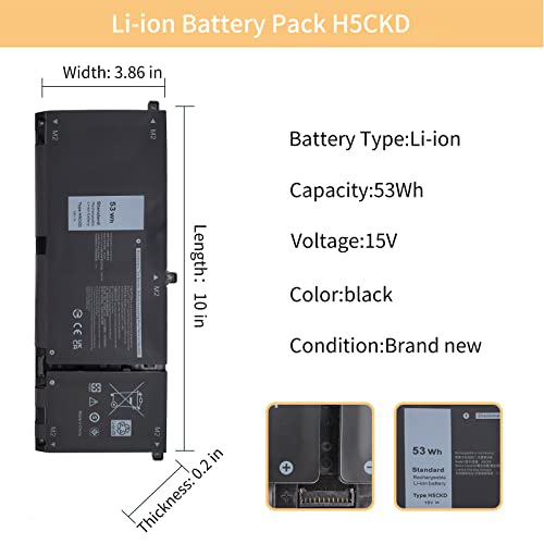 H5CKD Laptop Battery Replacement for Dell Vostro 5300 5401 5501 Latitude 3410 3510 Inspiron 5300 5401 5408 5501 5508 5400 7405 7300 7500 2-in-1 Silver Series 07T8CD [15V 53Wh]