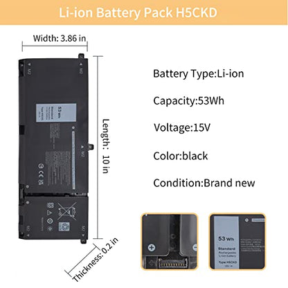 H5CKD Laptop Battery Replacement for Dell Vostro 5300 5401 5501 Latitude 3410 3510 Inspiron 5300 5401 5408 5501 5508 5400 7405 7300 7500 2-in-1 Silver Series 07T8CD [15V 53Wh]