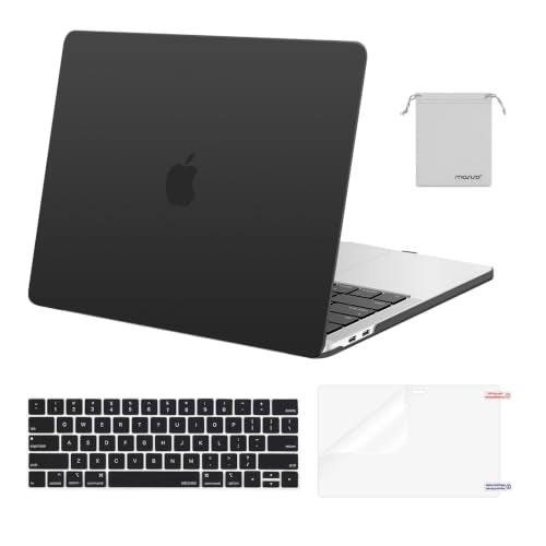 MOSISO Compatible with MacBook Pro 13 inch Case M2 M1 2026 2025 2024-2016 | A2338 A2251 A2289 A2159 A1989 A1708 A1706, Plastic Hard Shell&Keyboard Cover&Screen Film&Storage Bag, Black - color: Black