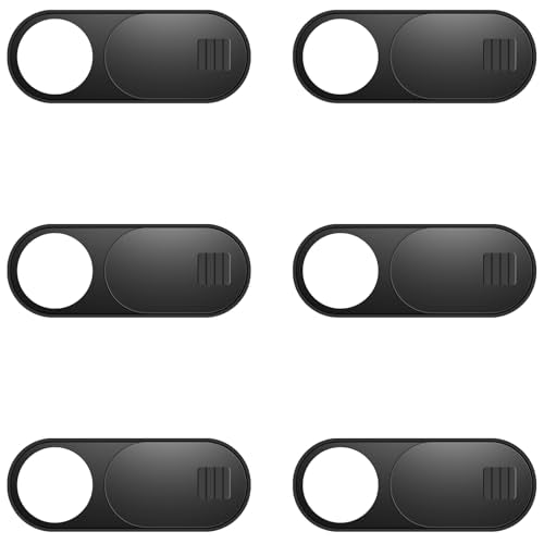 ZUCUCUC Laptop Camera Cover Slide, Camera Cover, 6 Pack Ultra Thin Webcam Cover Slide for Laptop, Desktop, PC, Tablet, Smartphone, Protect Your Privacy and Security(Black) - color: Black (Large 6 Pcs)