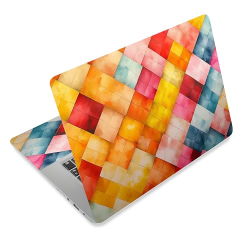 Laptop Skin Sticker Decal for 12 13 13.3 14 15 15.6 in, Universal Vinyl Waterresistant Protector Cover for Notebook PC Netbook, Computer Decor for Women Girls Colorful Geometric - color: Colorful Geometric