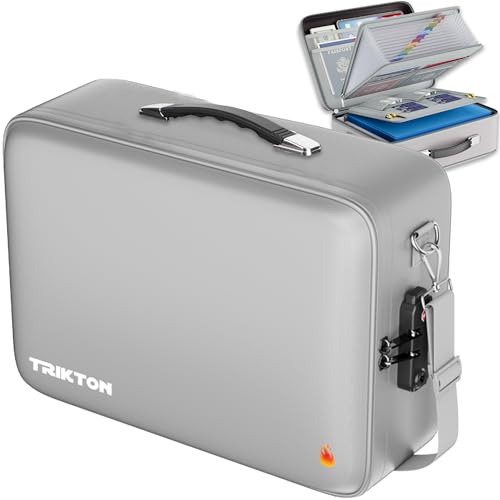 XXL Legal-Size Fire & Water-Resistant Document Box with TSA Lock - Hard-Shell Case (17×13×6 in) Hard Case File Organizer for Important Documents, Laptop, Passport, Wills, Certificates (Silver) - color: Silver
