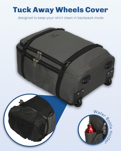 Hynes Eagle Rolling Backpack 42L Backpack with Wheels Airline Approved Carry on Luggage Laptop Travel Suitcase Bag for Women Men Dark Grey with 3PCS Packing Cubes Set Grey - color: Dark Grey
