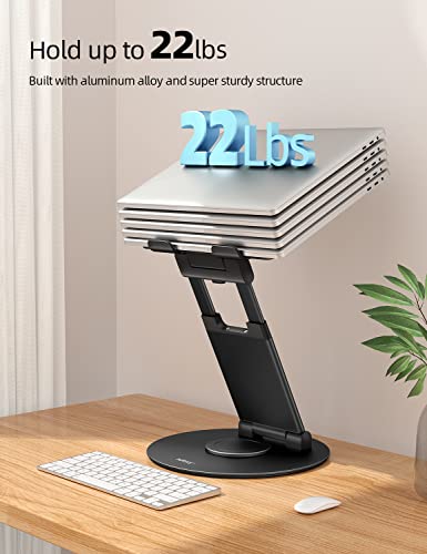 Nulaxy Telescopic 360 Rotating Laptop Stand for Desk Adjustable Height Swivel Pull Out Design Ergonomic Laptop Riser Fits All 10-17" Laptops Computer MacBook, Black - color: C-Black
