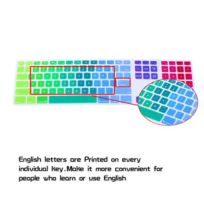 HRH Rainbow Silicone Keyboard Skin Cover for iMac Wired USB Full Size Keyboard with Numeric Keypad A1243(G6 MB110LL/B and MB110LL/A) - color: Dazzle Rainbow