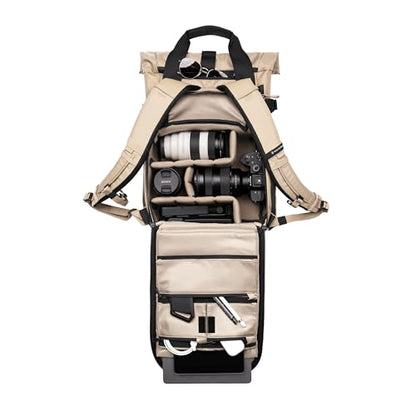 WANDRD PRVKE Rolltop 15L V4 Photography Bundle – Compact Travel Camera Backpack with Essential Camera Cube and Laptop Sleeve - color: Yuma Tan, size: 15L (Photography Bundle), style: Rolltop