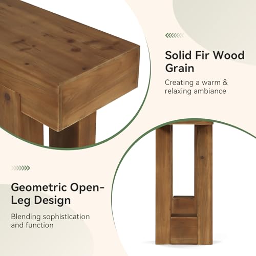 Tribesigns 55-Inch Long Console Table, Solid Wood Rectangular Sofa Table Behind The Couch, Farmhouse Entryway Table for Entrance, Hallway, Living Room (Solid Wood, Warm Brown) - color: Warm Brown(55", Fir Wood)